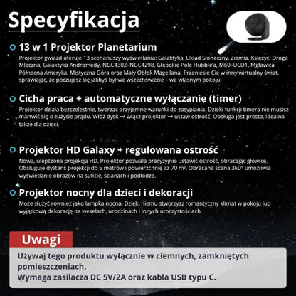 Projektor Gwiazd na Sufit Domowe Planetarium